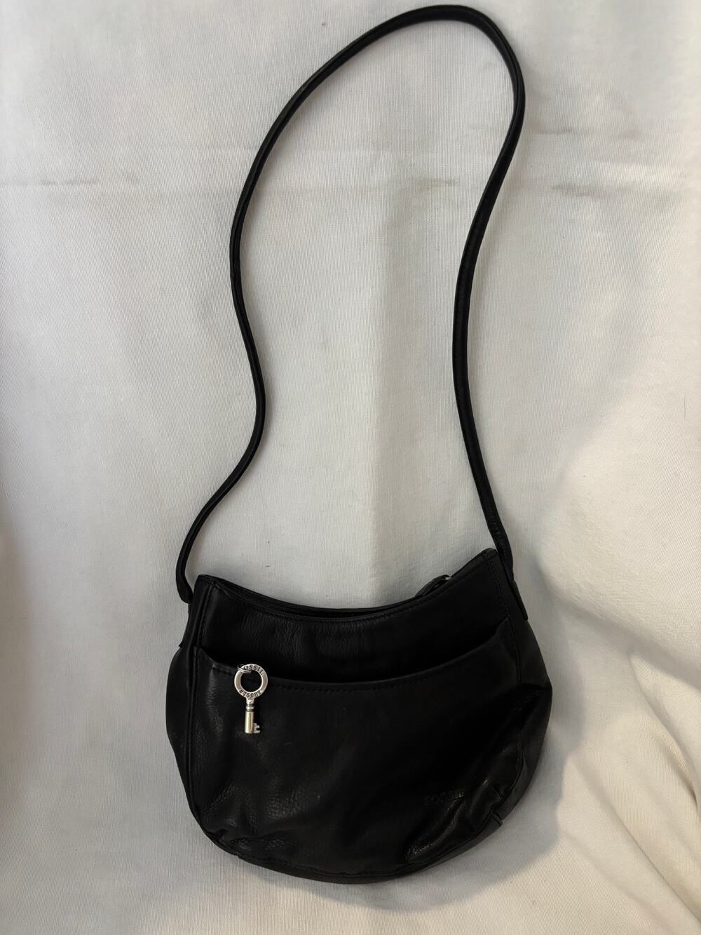 Vintage Fossil Black Leather Small Bag Purse Y2K